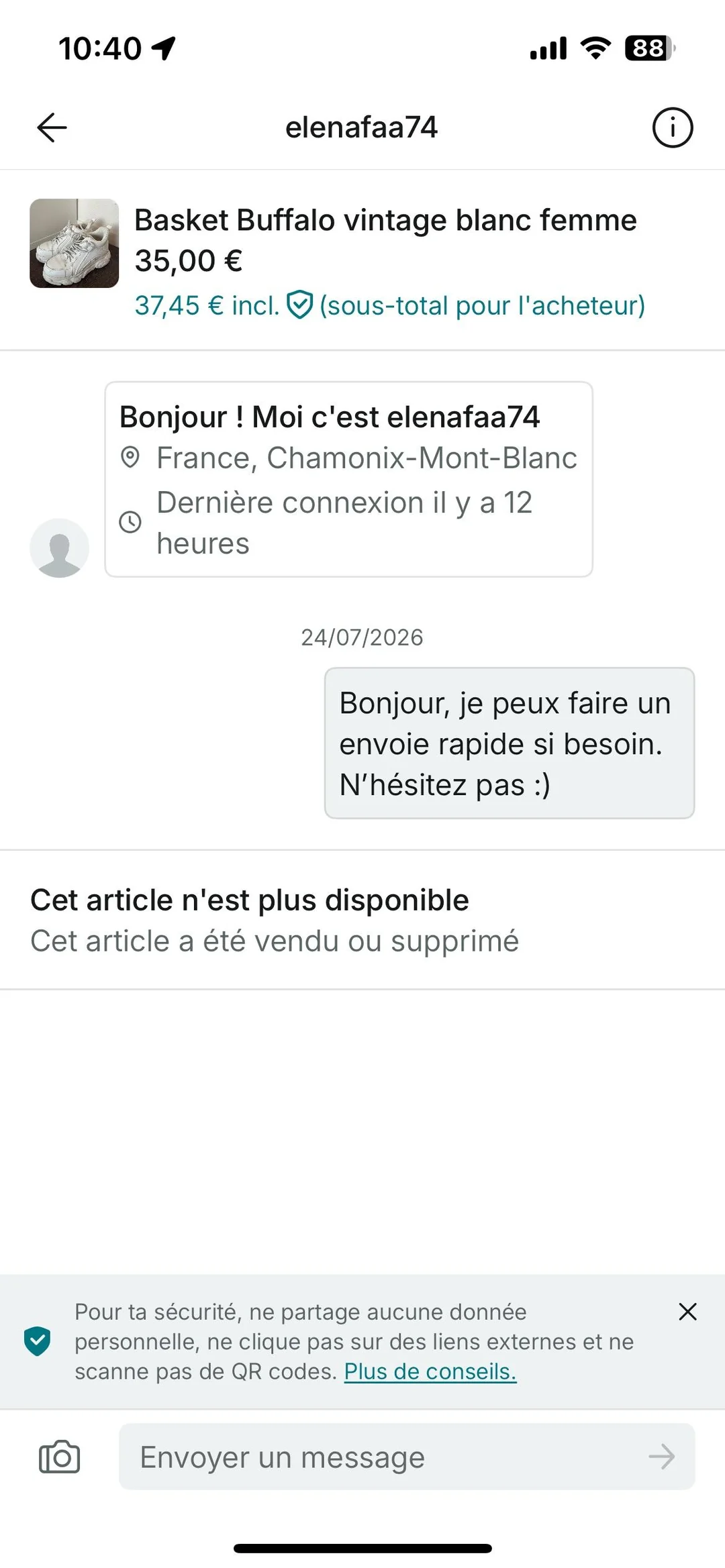 J’ai mis en vente des chaussures.