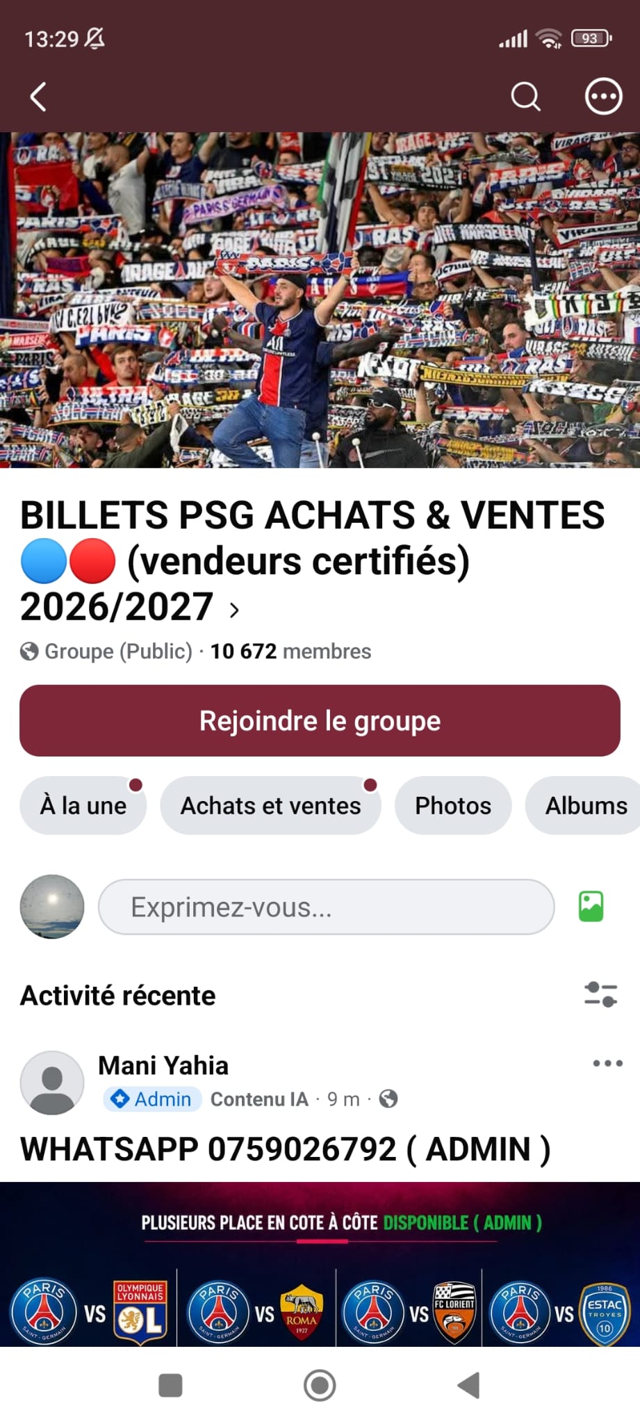 Arnaque aux billets de match de foot
